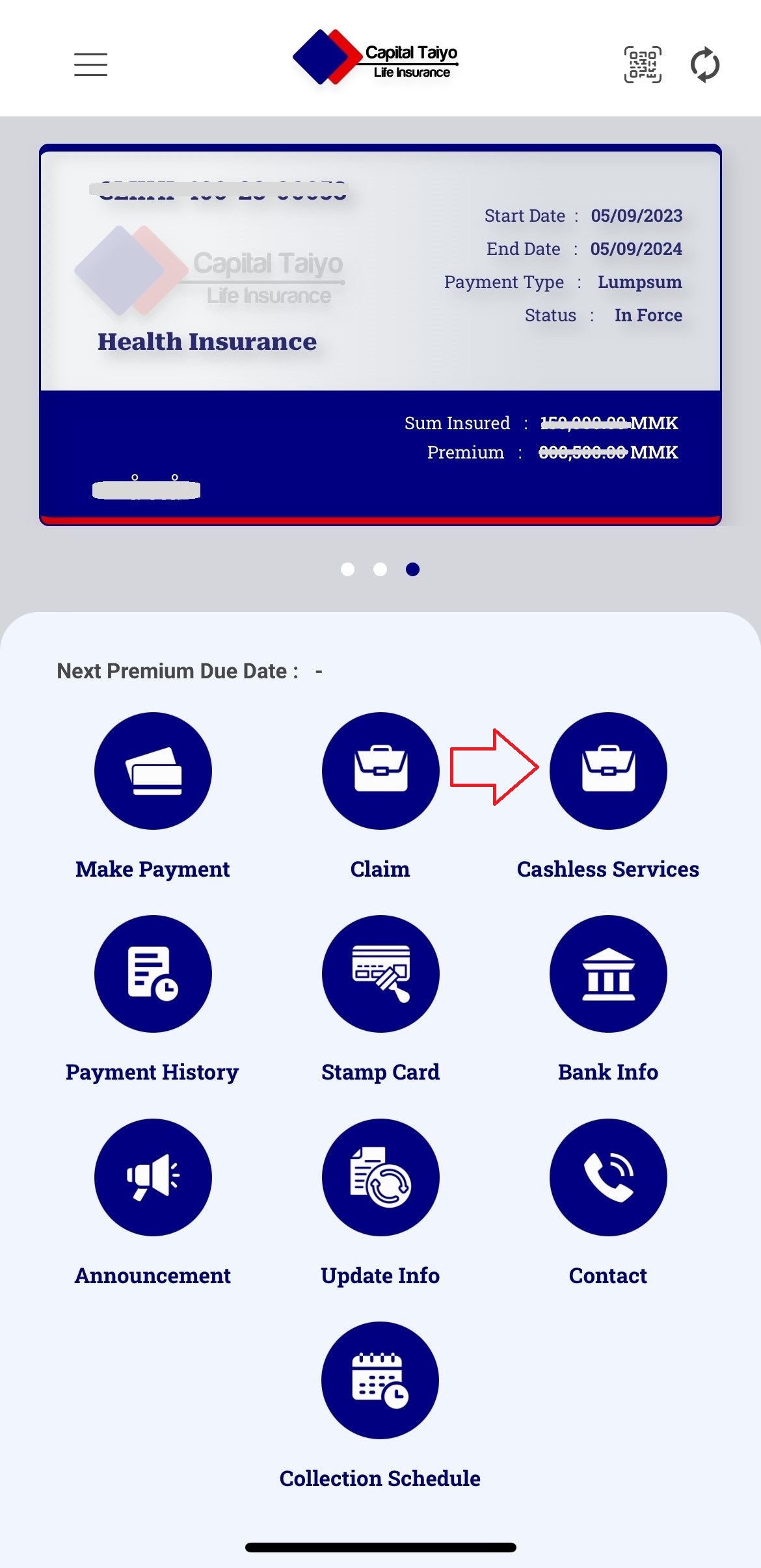 Cashless App Menu